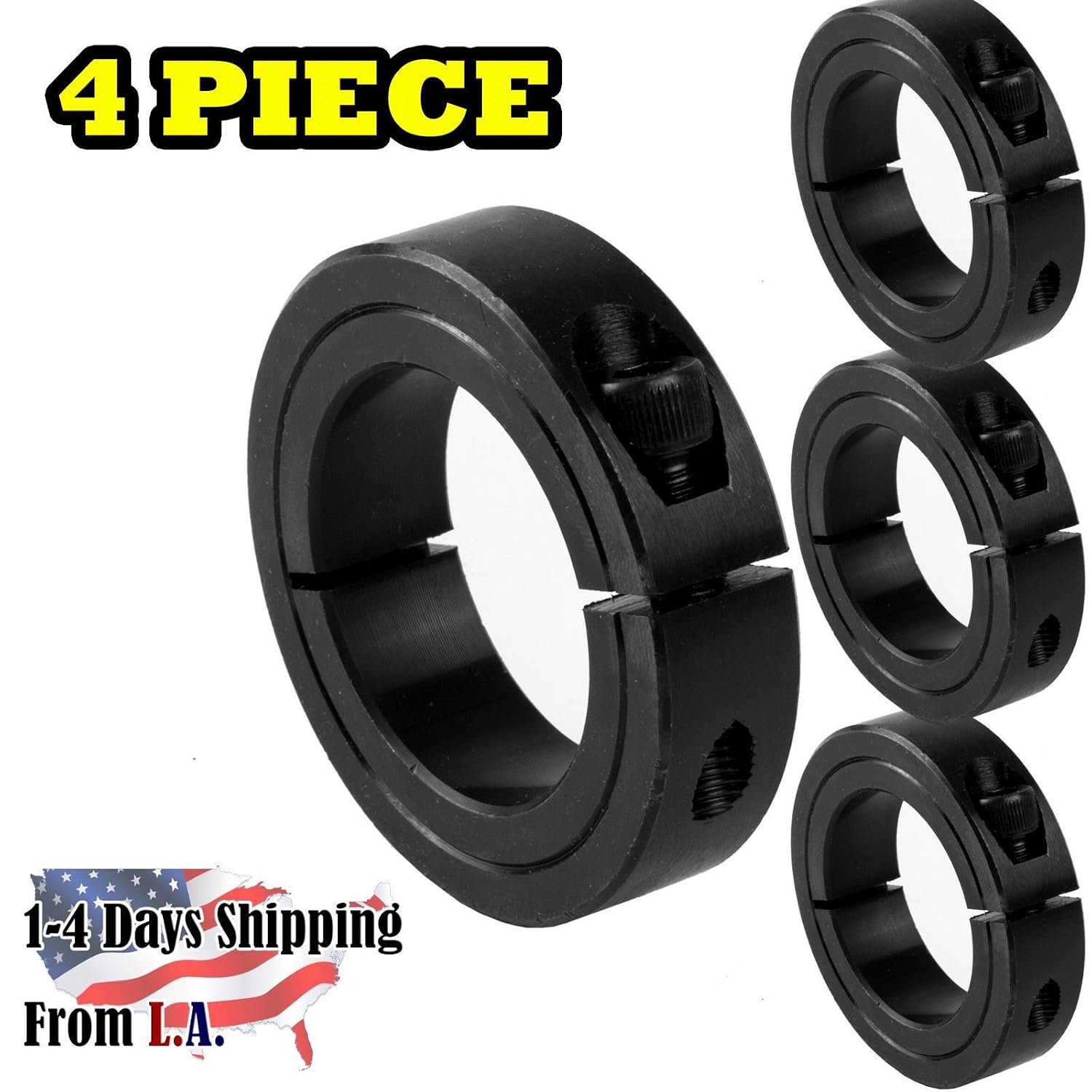 AZSSMUK Split Shaft Collars - 4 Pack 3/4" Bore Clamp-On Collars With Set Screws