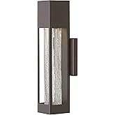 Hinkley Vapor Single Light Small Outdoor Wall Mount Lantern, Aluminum, Crackle Glass, 6.5W GU10 LED Bulb Included, ADA Compli