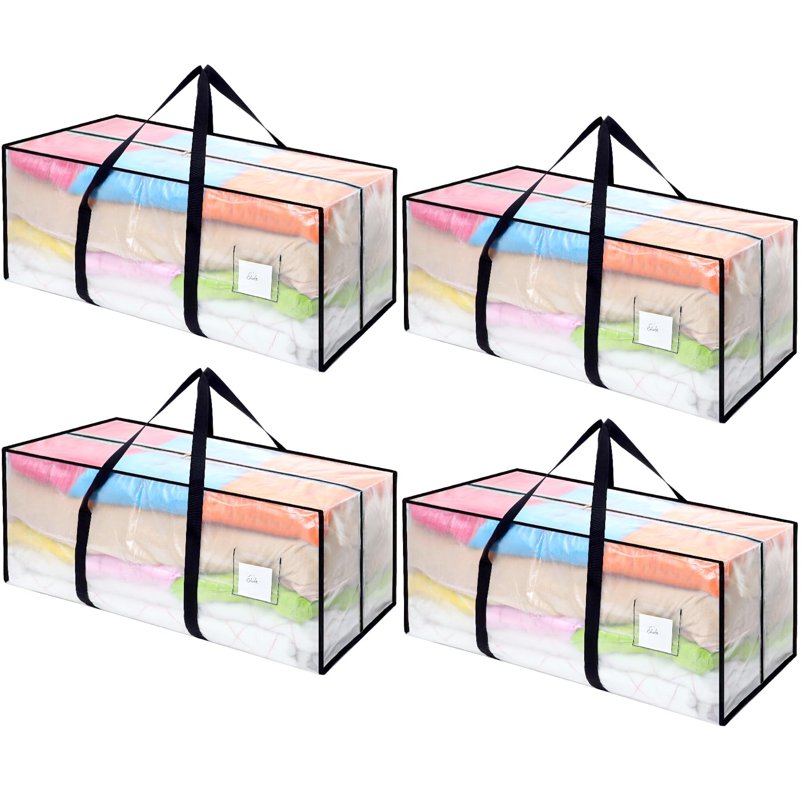 Dntorx 4 Pack 120L Moving Bags, Heavy Duty Moving Totes, Clear Waterproof Storage Bag with Zips