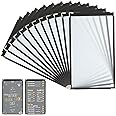 FVIEXE 12PCS 8.5 x 14 Inch Menu Covers Single Page 2 View, Transparent Restaurant Menu Holder for Restaurant Bar Cafe (Black)