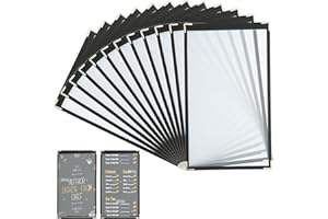 FVIEXE 12PCS 8.5 x 14 Inch Menu Covers Single Page 2 View, Transparent Restaurant Menu Holder for Restaurant Bar Cafe (Black)