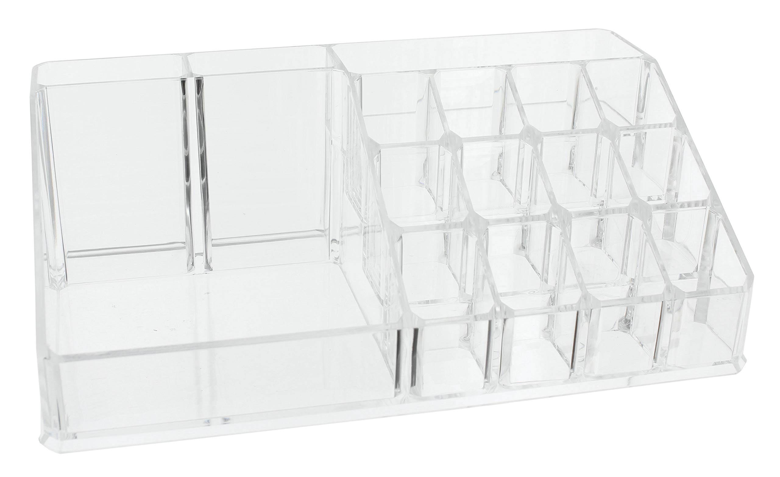 MIK funshopping Cosmetic Organizer Makeup Organizer Beauty Storage Box Transparent (22.3 x 12.7 x 8 cm) - Minimalist Style - 16 Compartments - Clear