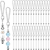 FDKYOEK 30 PCS Beadable Keychain Bars Bulk, Metal Blank Keychain Bars for Beads, DIY Beaded Key Chain Making Kit for DIY Crafts Jewelry Charms Making Supplies