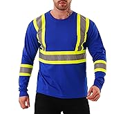 fortresswear High Visibility Safety Shirts for Men, Hi Vis Class 3 Long Sleeve Reflective Construction Shirts