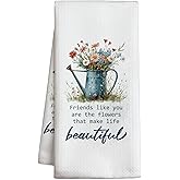Friendship Kitchen Hand Towel, 16 x 24 Inch Flowers Waffle Weave Dishcloth, Absorbent Quick Dry Tea Towel, Best Friendship Gifts for Friends, Kitchen Table Decoration-A07