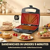 Aigostar 800W Sandwich Toaster 2 Slice Non-Stick Cool Touch Handle Black view 2