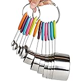 Measuring Cups and Spoons Set Stainless Steel of 12 for Dry and Liquid Ingredients Includes Metal 7 Cup and 5 Spoon with Magn