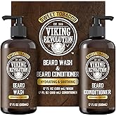 Viking Revolution Beard Wash and Beard Conditioner for Men with Argan Oil and Jojoba Oil - Beard Softener and Strengthener Beard Care Beard Shampoo and Conditioner with Beard Oil (17oz, Sweet Tobacco)