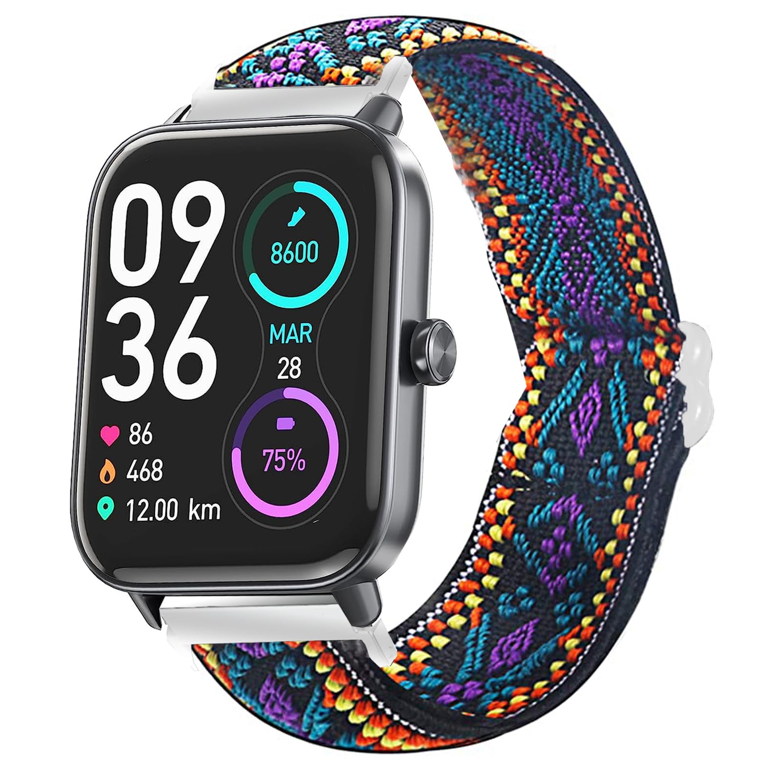 Blueshaweu 22mm Stretch Elastics Nylon Adjustable Replacement Strap Accessories for Men & Women Compatible with IDW13, IDW16, IDW19 Smartwatch Bands