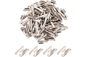 Craftdady 100Pcs Iron Barbs for Elastic Cord 3.2x1.6mm Platinum Half Cover Cord Lock Ends Metal Barbs Elastic Barbed Cord Fastener Stopper Clip Crimp End Caps for Binding Webbing Sewing Crafts