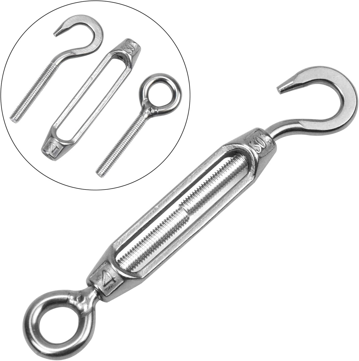Skyzone 6PCS Turnbuckle Wire Tensioner M4 Stainless Steel Hook and Eye