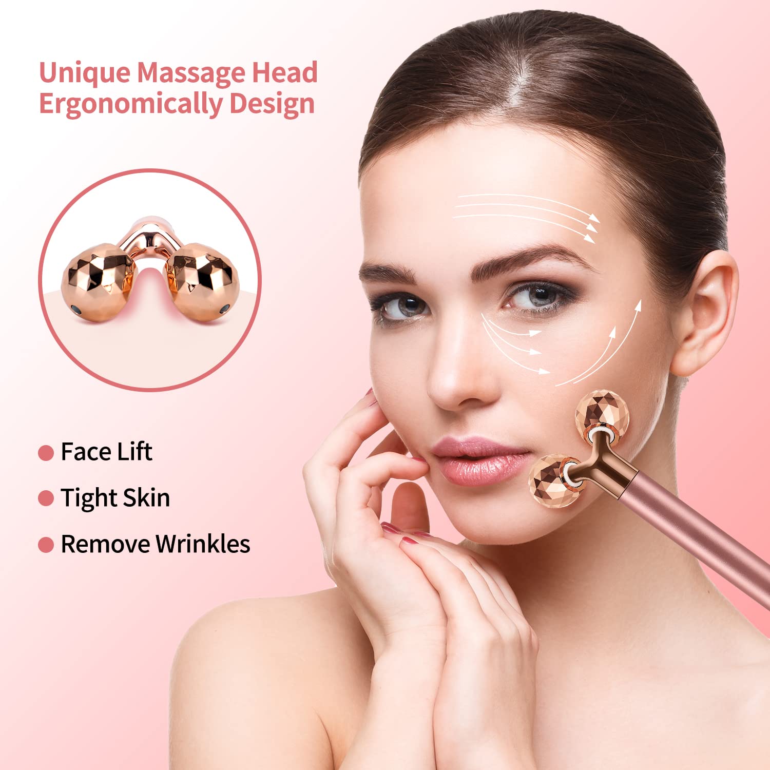 2-in-1 Face Massager Roller Electric Face Roller, 3D Roller and Crescent-Shape Face Massager Kit for Face Skin Care Tools