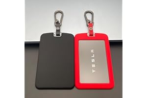TANDRIVE 2PCS Silicone Key Card Holder Case Compatible with Tesla Model 3 Model Y Cybertruck and Rivian，Key Protector Cover Accessories Including Key Chain, Black and Red