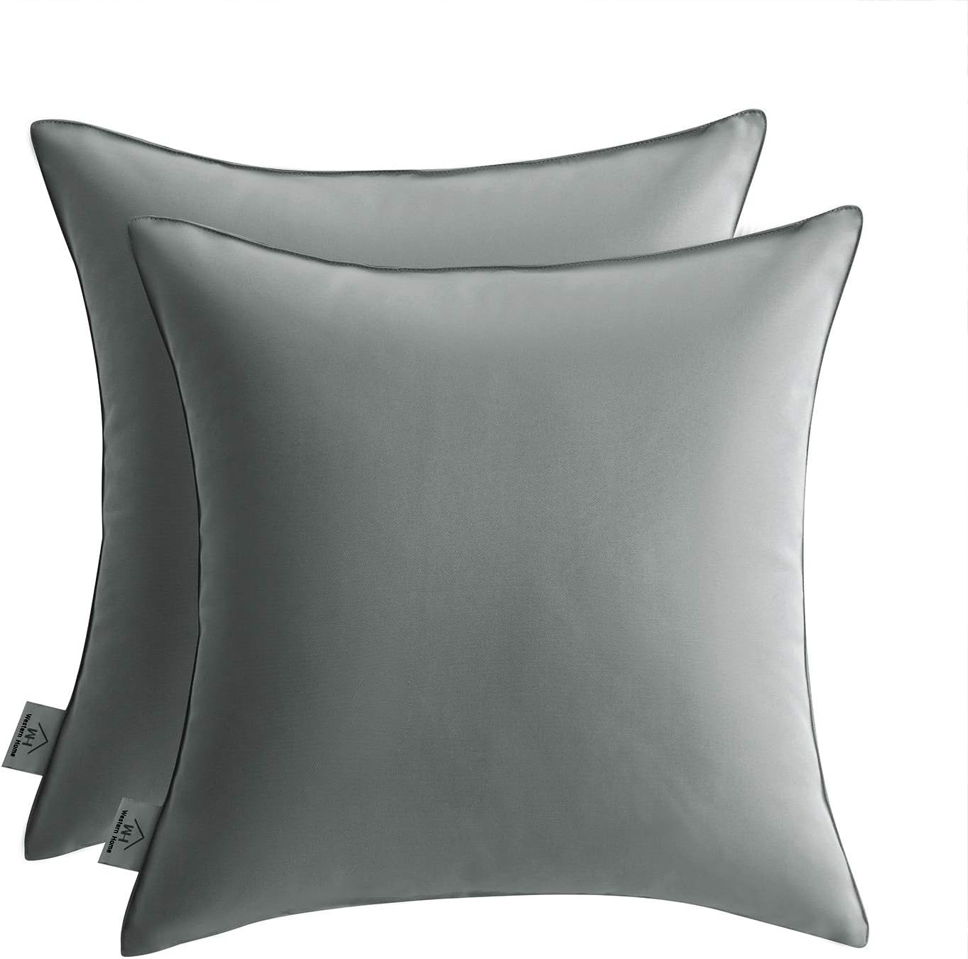 Joyaco Outdoor Pillow Covers 18x18 Waterproof, Patio Throw Pillow Covers Cushions for Couch Garden Tent Park - Pack of 2 Pillow Covers Dark Gray