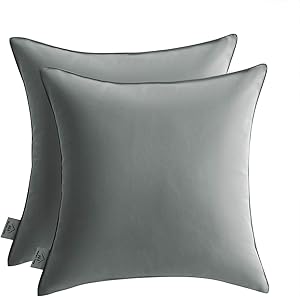 Joyaco Outdoor Pillow Covers 18x18 Waterproof, Patio Throw Pillow Covers Cushions for Couch Garden Tent Park - Pack of 2 Pillow Covers Dark Gray