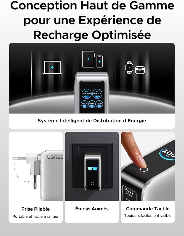 Nexode Pro 100W Chargeur USB C Rapide 5 Ports avec Écran TFT GaN II