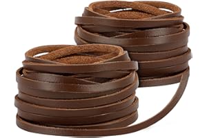 PEASUG 10 Yards Flat Genuine Leather Cord, 3/4/5 mm Available, Real Leather Strips, Natural Leather String, Braided Braiding String for Jewelry Making, Necklace, Tool, Crafts (tan, 4mm)