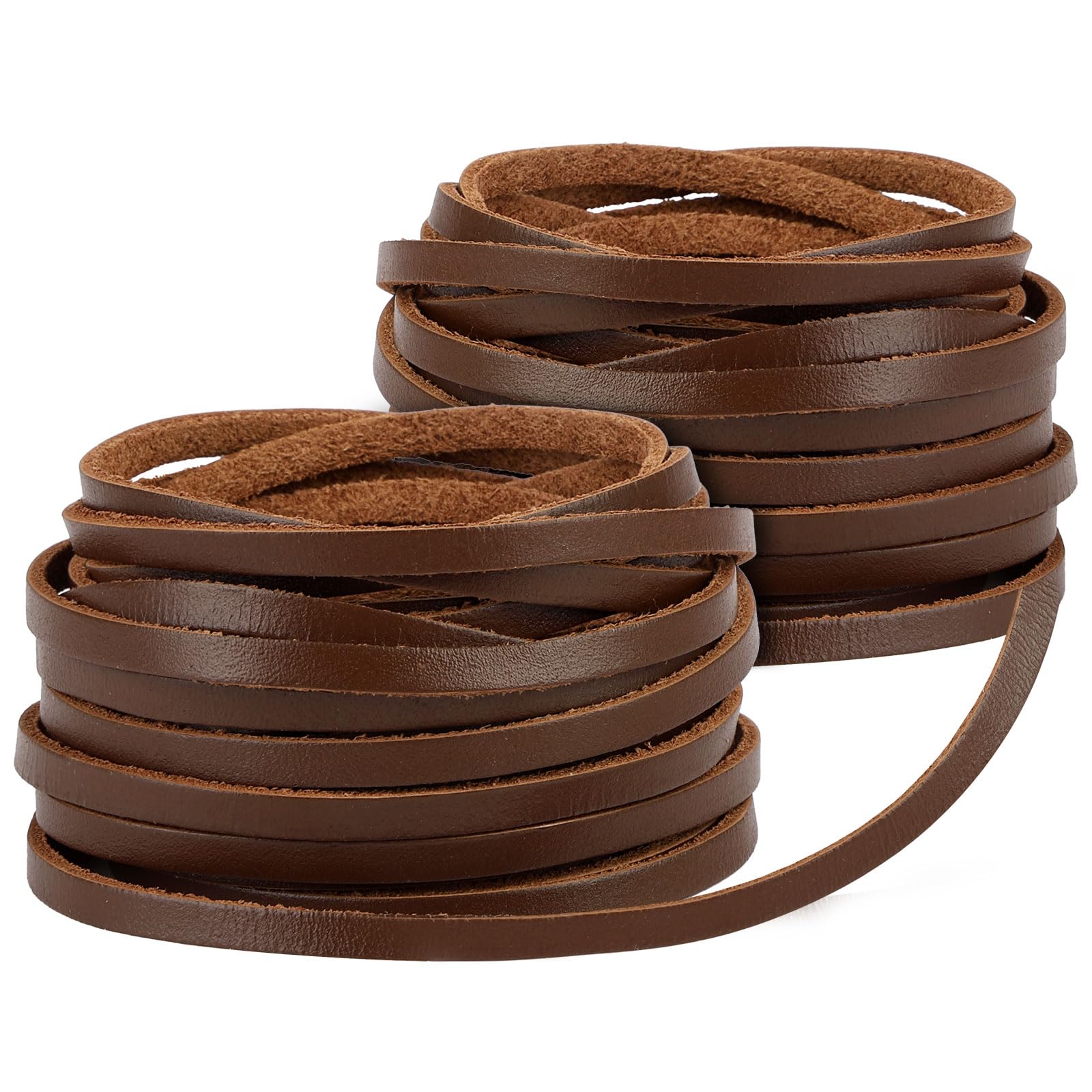 Photo 1 of 10 Yards Flat Genuine Leather Cord, 3/4/5 mm Available, Real Leather Strips, Natural Leather String, Braided Braiding String for Jewelry Making, Necklace, Tool, Crafts (tan, 4mm)
