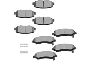 BRAKEUS D1273 D1274 Front Rear Disc Ceramic Brake Pad Set w/Hardware For Dodge Nitro 2007-2011, Jeep Liberty 2008-2012 and Wrangler 2007-2017, Wrangler JK 2018