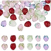 NBEADS 44 Pcs 6 Styles Strawberry Glass Beads, Handmade Lampwork Fruit Beads Crystal Mini Fruit Charms for DIY Jewelry Making
