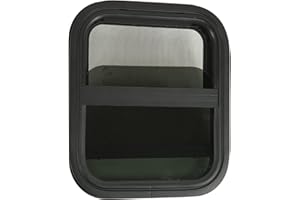 -Duty Vertical Sliding RV Window with Integrated Mesh Screen & Trim Rings – Fits 2.17–2.4" Wall Thickness, 15.35" W x 17.32"