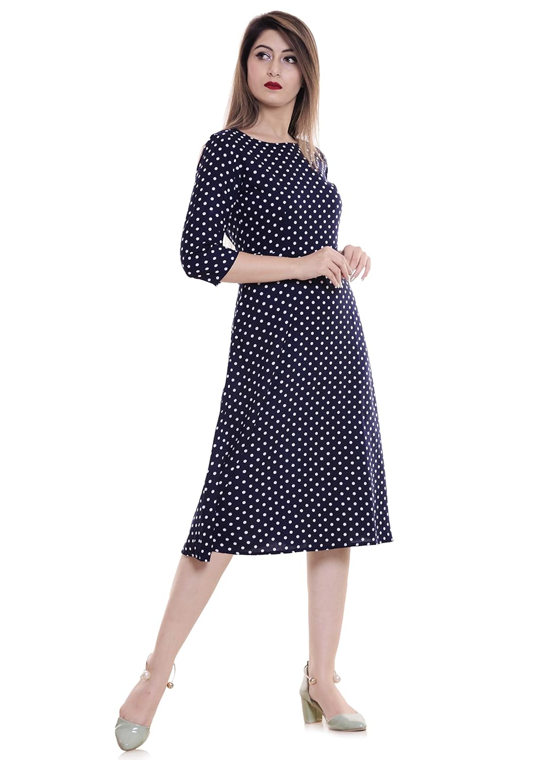 theurbanstreet women's polka dot a-line dress