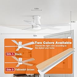 UOJ Ceiling Fans with Lights, 52 inch Low Profile