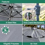 GardenKraft 2.7m Outdoor Parasol Tilt & Crank 6 Ribs Charcoal view 3
