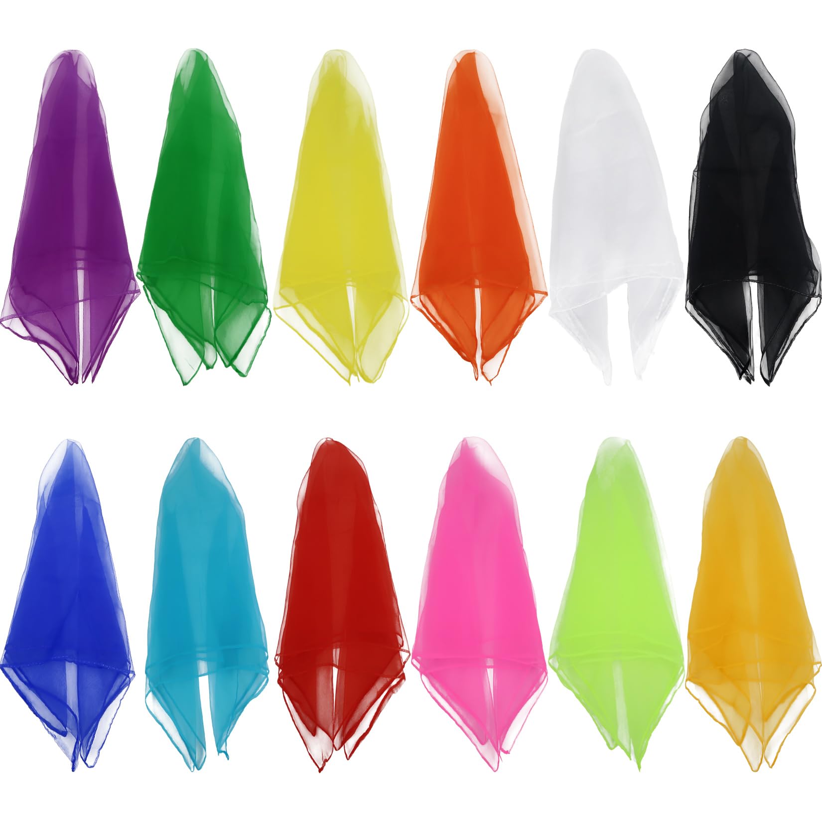 Hoerev Juggling Dance Scarves Pack of 12 - Mixed Colours And Single Colour (Approx. 60cm x 60cm)
