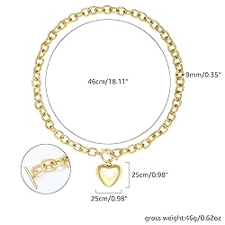 BONJOULRY Chunky Gold Bubble Heart Charm Toggle