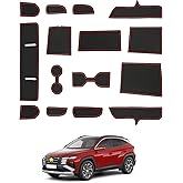 SKTU Door Slot Mat for 2025 2026 Hyundai Tucson Accessories Door Groove Gate Pad 15Pcs Fit 2025 2026 Hyundai Tucson Limited Door Compartment Cup Center Console Liners Tucson Hybrid Floor Mats (Red)