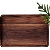 Rustic Walnut Wood Serving Tray, 13"x9" Rectangle Platter, Tea/Coffee Table Tray, Kitchen Decor, Wood Dessert Cup & Vanity Tray for Jewelry