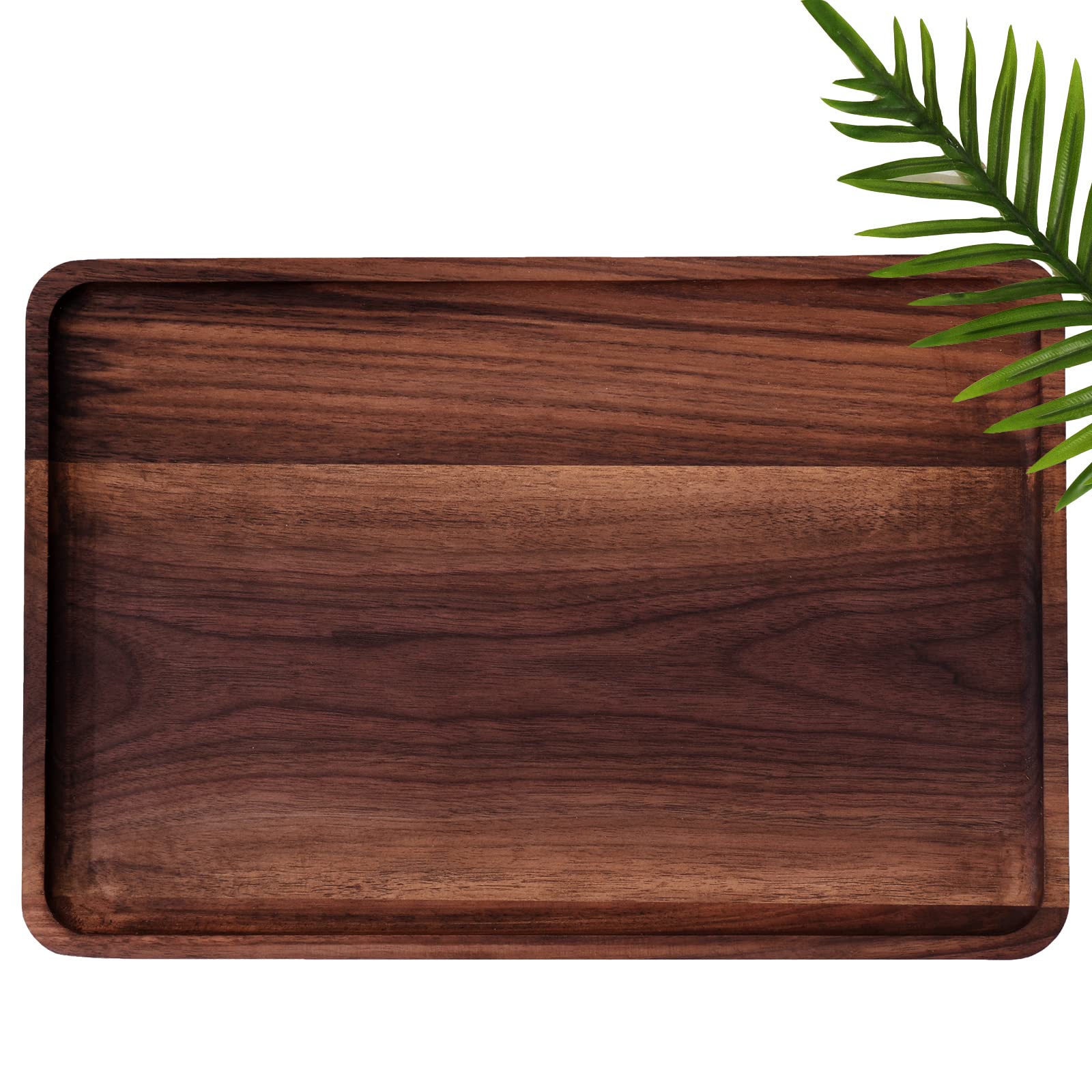 Photo 1 of Rustic Walnut Wood Serving Tray, 13"x9" Rectangle Platter, Tea/Coffee Table Tray, Kitchen Decor, Wood Dessert Cup & Vanity Tray for Jewelry