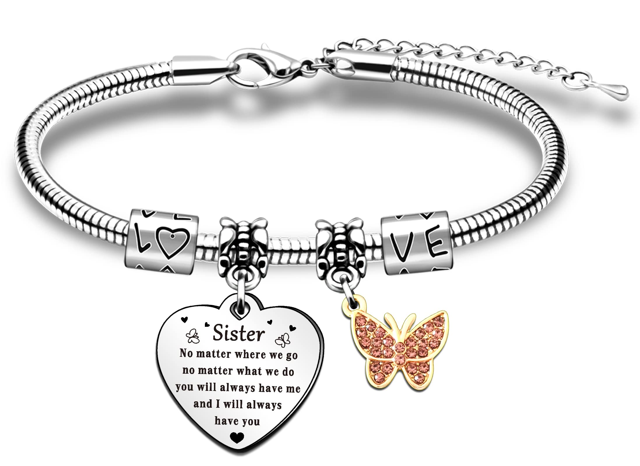 QMVMV Sister Gifts Heart Bracelets for Women Girl Christmas Birthday Gift for Sister Best Friend