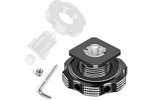 Cold Shoe Adapter with Dual 1/4 & 3/8 Screw Mount – Aluminum Alloy Camera Mount with Anti-Scratch Pad for Tripod, Microphone,