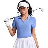 Women's Golf Tennis Shirts Short Sleeve Polo Collared V Neck Workout Tops UV Protection Lightweight Moisture Wicking Shirt
