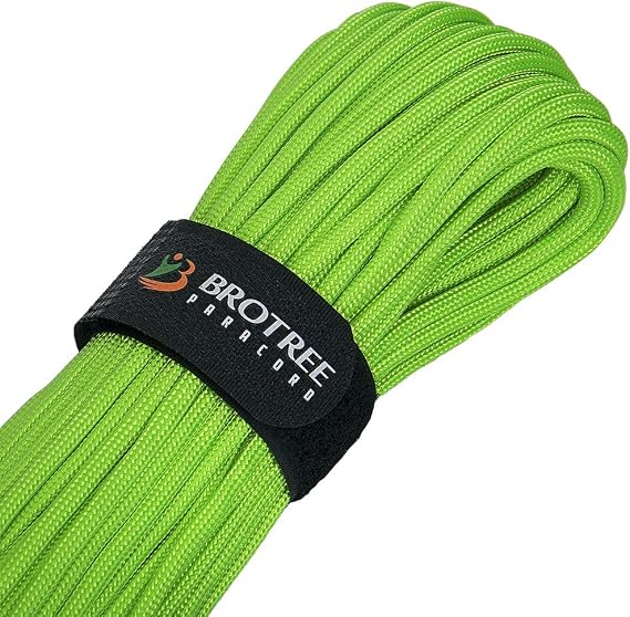 Paracorde Brotree 550 - 15m Polyester 4mm, Résistance 250kg - Pour Bracelet, Survivalisme - Jaune
