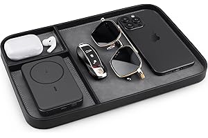 SENEN Leather Tray, Stylish and Organized Multifunctional Tray, for Table Entryway, Premium PU Leather, Catchall Tray for Key