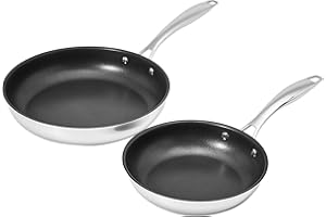 �鶹�� Basics 2-Piece Non-Stick Stainless Steel Fry Pan Set, 10-Inch and 8-Inch