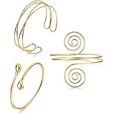 NICEIGHT 3Pcs Arm Cuff for Women Open Upper Arm Cuff Bangle Armlet Gold Silver Adjustable Armband Arm Bracelet Set