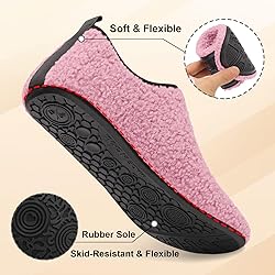 QFH Womens Mens Slippers with Thin Rubber Sole Soft
