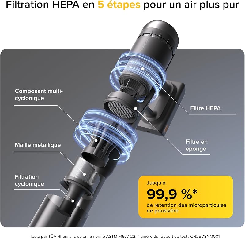 H60 Ultra Aspirateur Balai sans Fil, 210AW, 90 Min d’Autonomie
