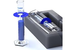 JOLABEAR Graduated Cylinder 100ml, Borosilicate 3.3 Glass Twin Pack with Stirring Road and Anti-Tip Ring, EVA Foam Secured, ISO/ASTM Compliant, Hexagonal Base