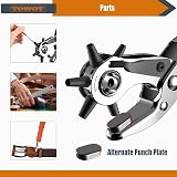 TOWOT 5-in-1 Hole Punch Kit Leather Belt Plastic Fabric Rotary Puncher view 3