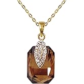 Navachi 18k Gold Plated Crystal Square Zircon Pendant Necklace 16"+2"