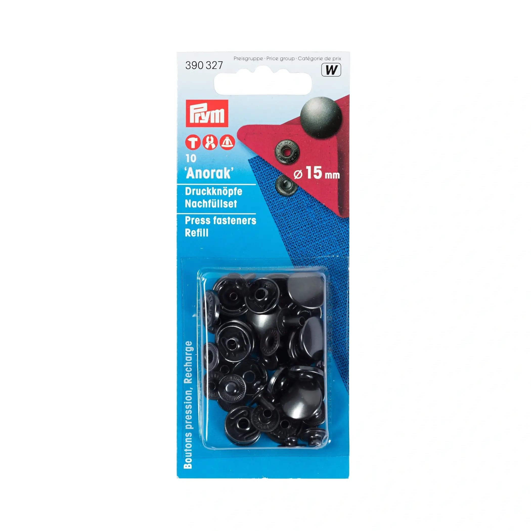 Prym Refill Packs brass for 390302 black oxidized 15 mm