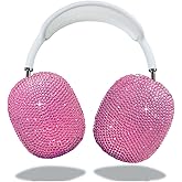 Glitter Case for Airpods Max, Pink Bling Rhinestone Encrusted Apple Headphone Cover Design,Sparkling Cute Airpod pro max Ear Covers Protective Accessories