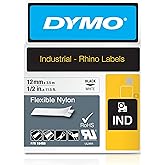 DYMO Rhino Industrial Flexible Nylon Labels, Authentic DYMO Labels, for Labeling Wires, Cables and More (1/2", Black on White