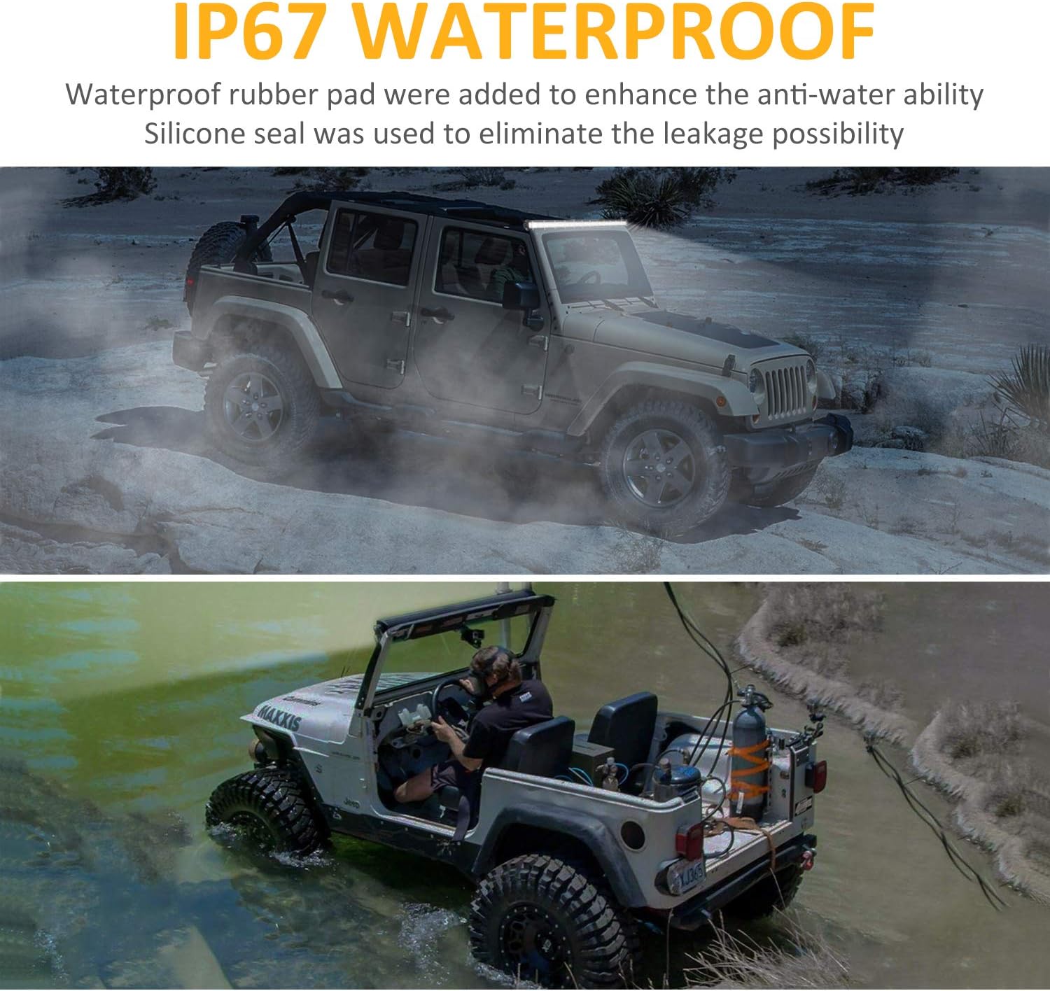 Zmoon Led Light Bar 14in Signal Row Light Bar 80W 8000lm Spot Flood Combo Off Road Light, Waterproof Slim Light Bar for SUV Jeep ATV Boat: Automotive