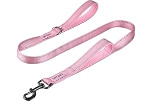 OneTigris Handled No-Pull Dog Walking Leash Long Traffic Leads for Medium to Large Dogs (Pink, 4FT)